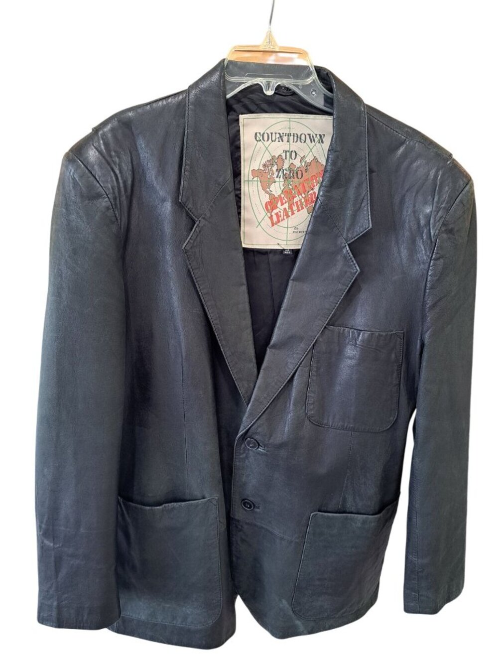 Vtg 90's Countdown To Zero Mens Leather Blazer Jacket Size 44 Black Grunge Boho